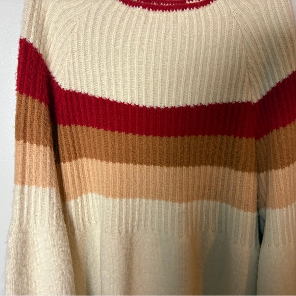Vestique Cream Sweater with Red and Tan Stripes - Picture 6 of 6